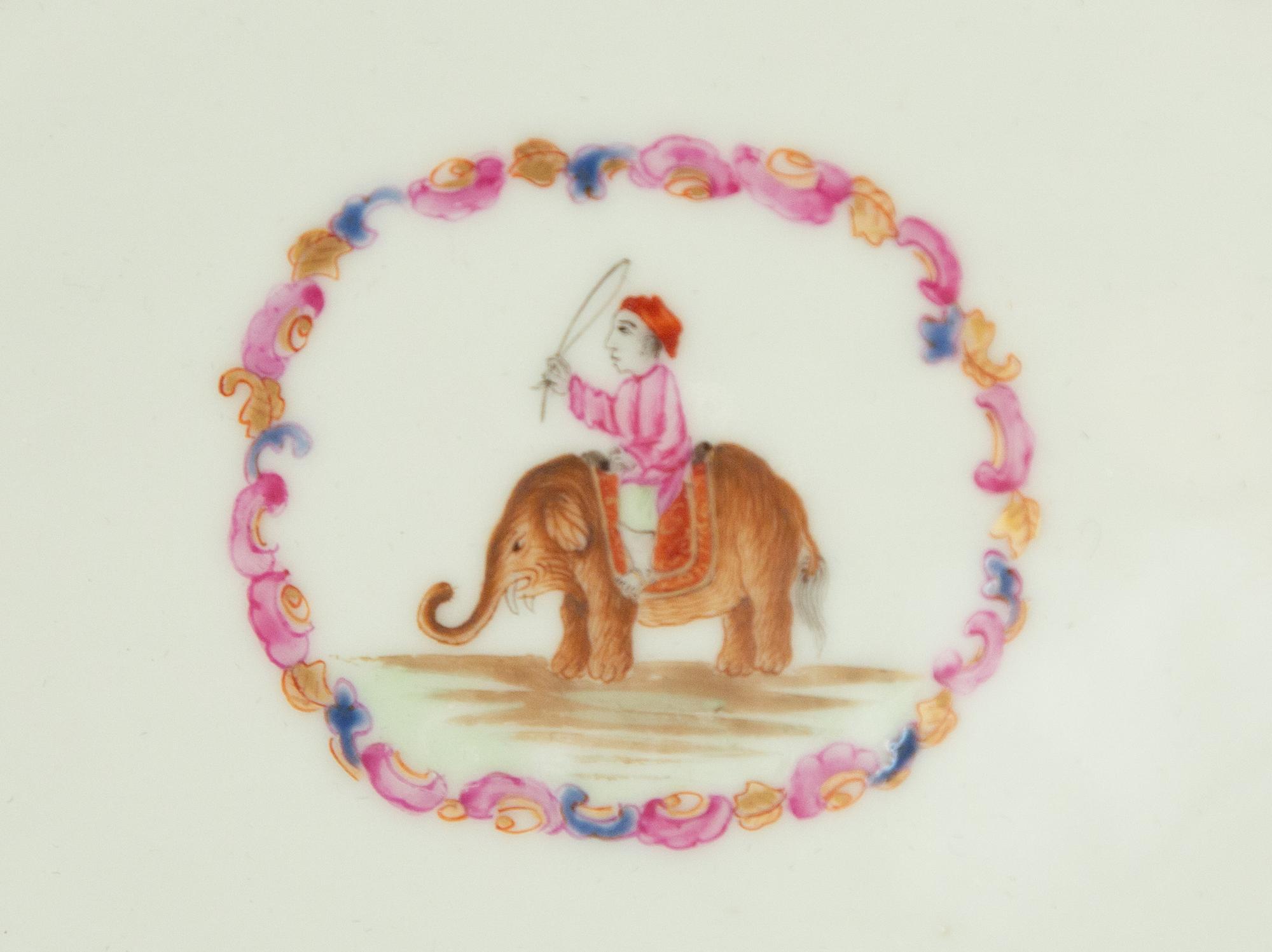 Three Chinese Export Mahout and Elephant Porcelain Articles