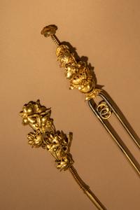 Two Gilt Metal Hair Pins