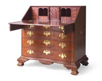 A Chippendale Carved Mahogany Reverse-Serpentine Slant-Front Desk, Attributed to William King (b. 1754 - after 1806) Salem, MA, Circa 1785
