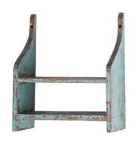 Two Country Blue-Paint Decorated Hanging Shelves