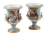 A Pair of Sèvres Style Porcelain Urns