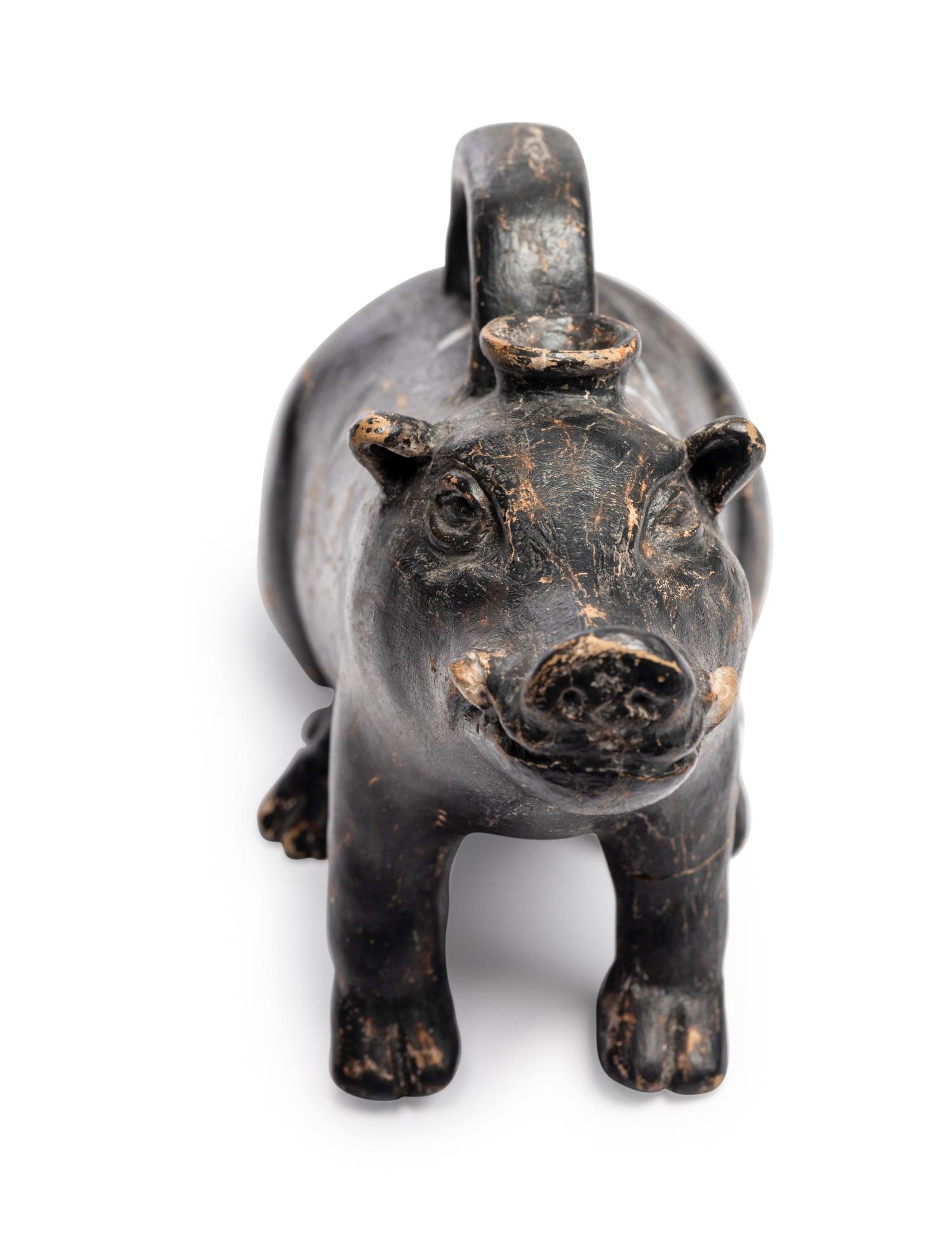 An Apulian Black-Glazed Askos in the Form of a Boar