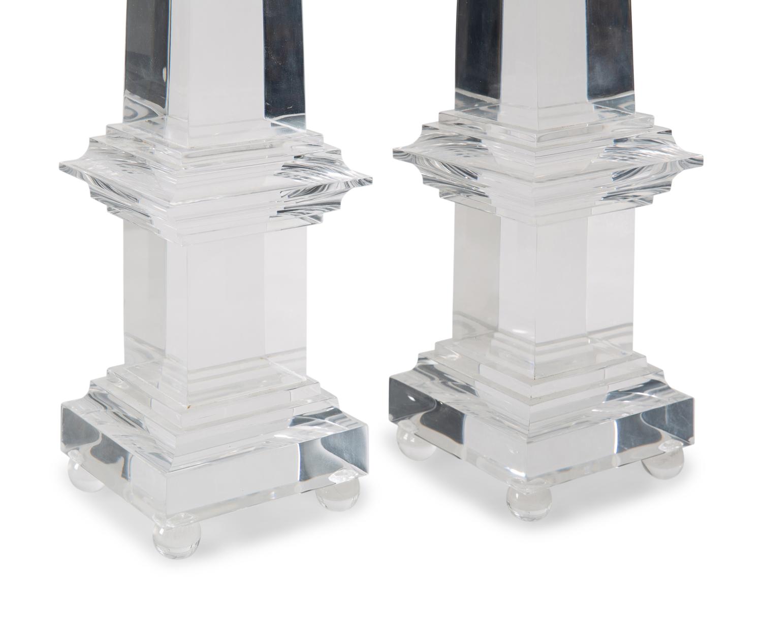 A Pair of Acrylic Obelisks