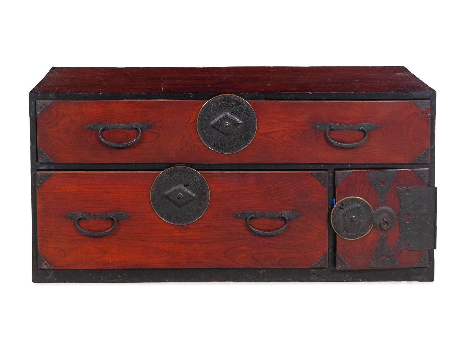 An Iron Mounted Softwood Tansu Chest