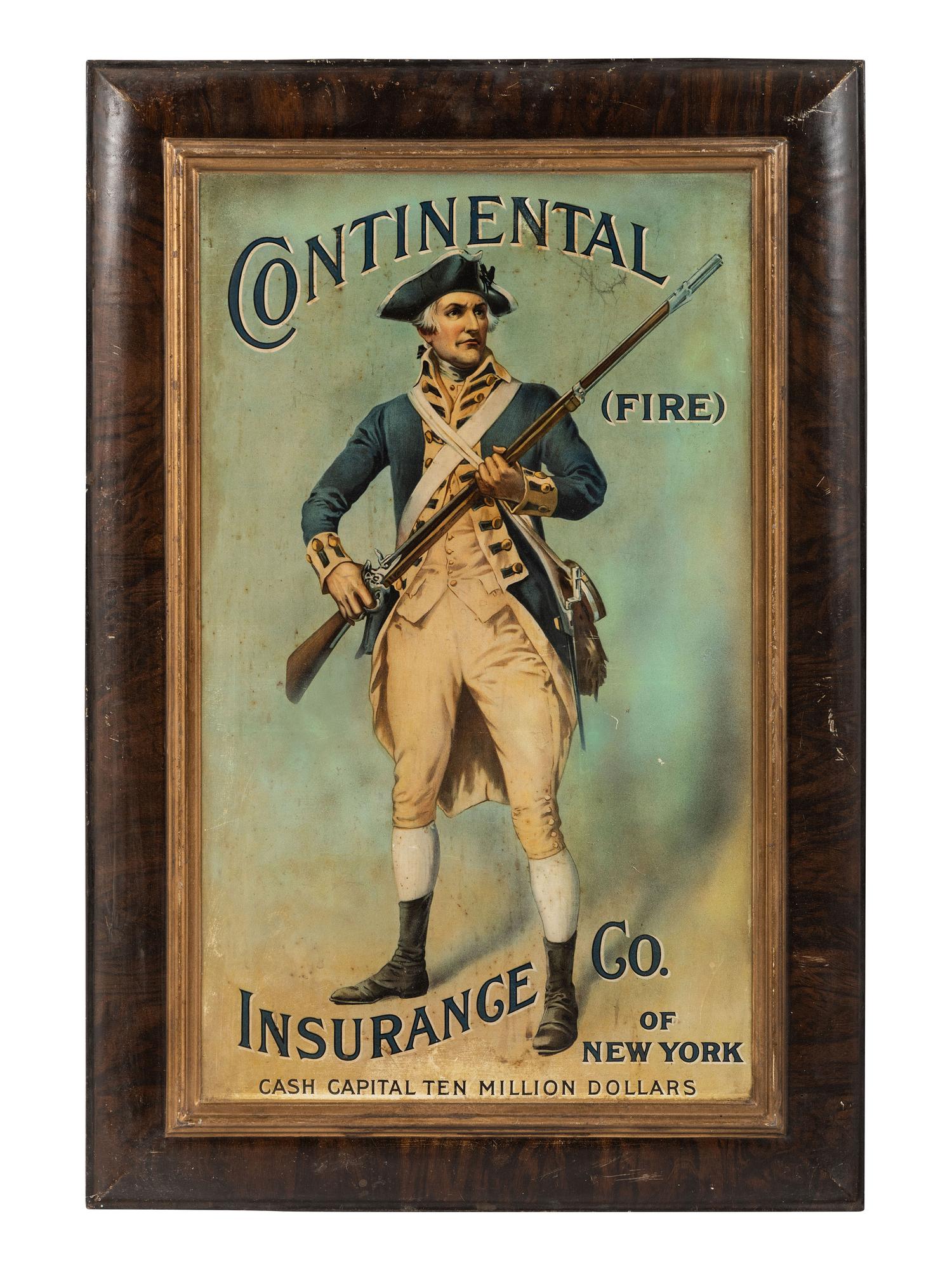 A Continental Insurance Co. of New York Self Framed Tin Advertising Sign
