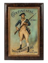 A Continental Insurance Co. of New York Self Framed Tin Advertising Sign