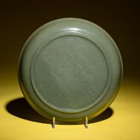 A Chinese Celadon Jade Dish, 19th Century — 清晚期 青玉盤