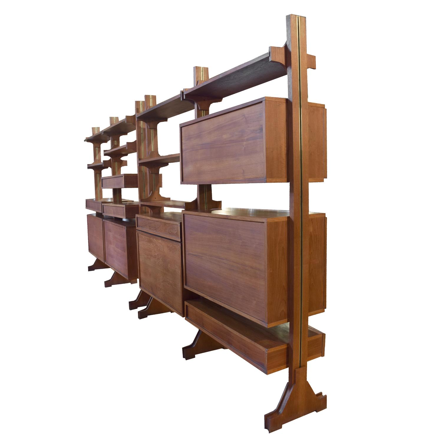 A Mid-Century Shelving Unit 74.5" W each x 16" D x 81" H — Italy, Mid-20th Century