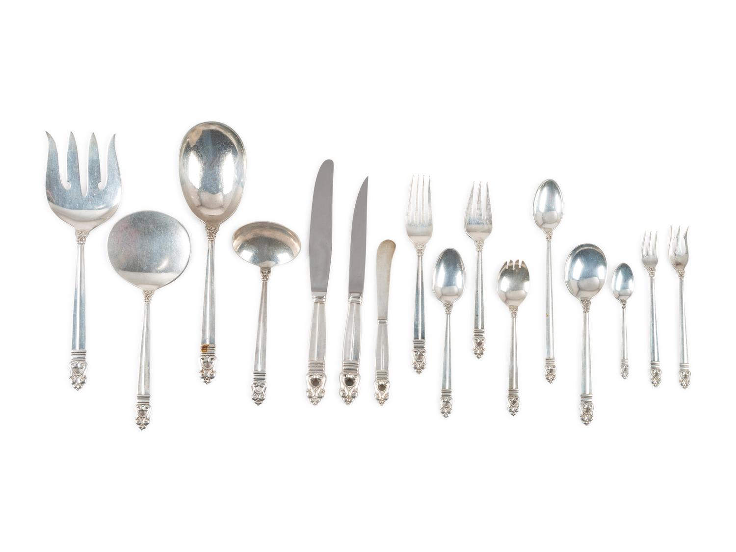 An International Silver Co. 'Royal Danish' Silver Flatware Service