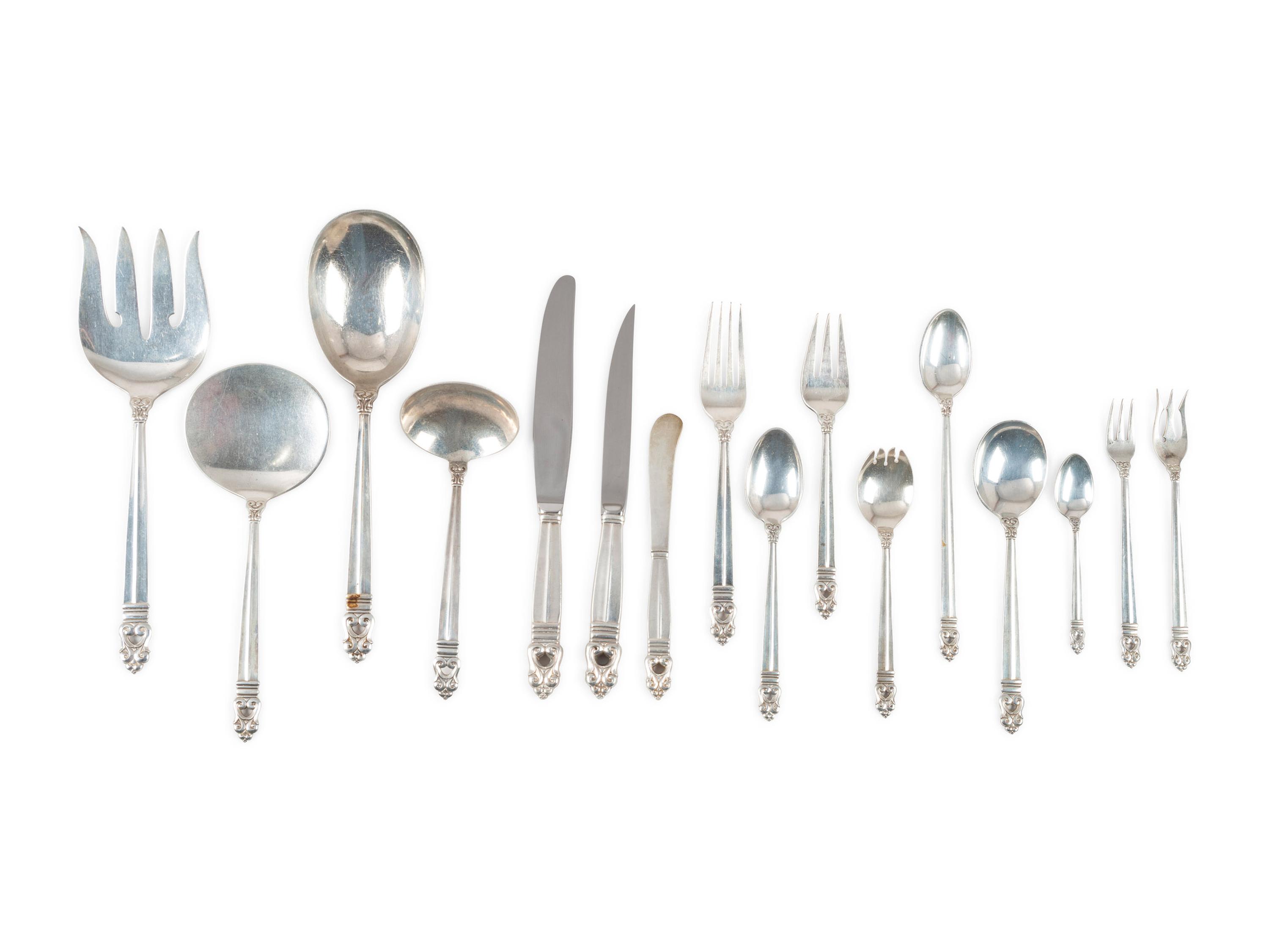 An International Silver Co. 'Royal Danish' Silver Flatware Service