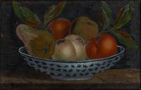 A Pair of Reverse-Painted Glass Fruit Still Life Panels