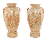 A Pair of Large Satsuma Vases
