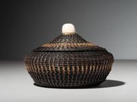 Alaskan Native Baleen Basket, with Walrus Finial