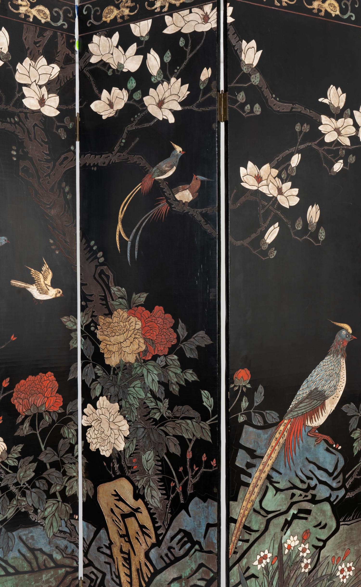 A Chinese Export Lacquer Six-Panel Floor Screen — 20TH CENTURY