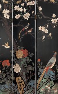 A Chinese Export Lacquer Six-Panel Floor Screen — 20TH CENTURY