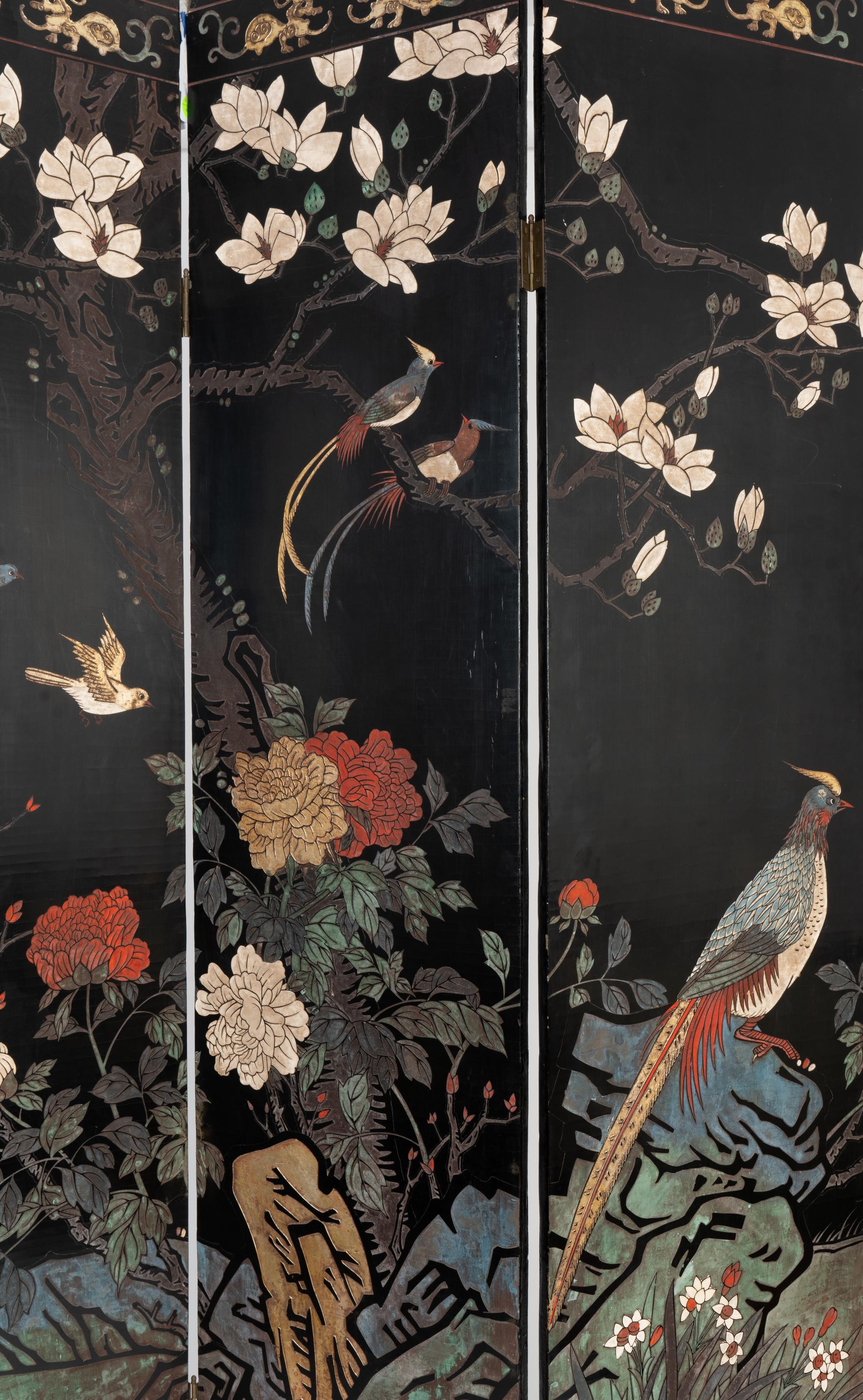A Chinese Export Lacquer Six-Panel Floor Screen — 20TH CENTURY