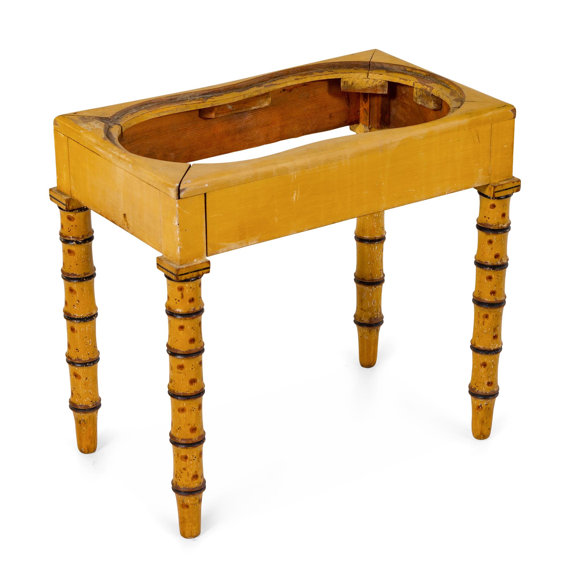 A Federal Turned and Yellow-Painted Bidet