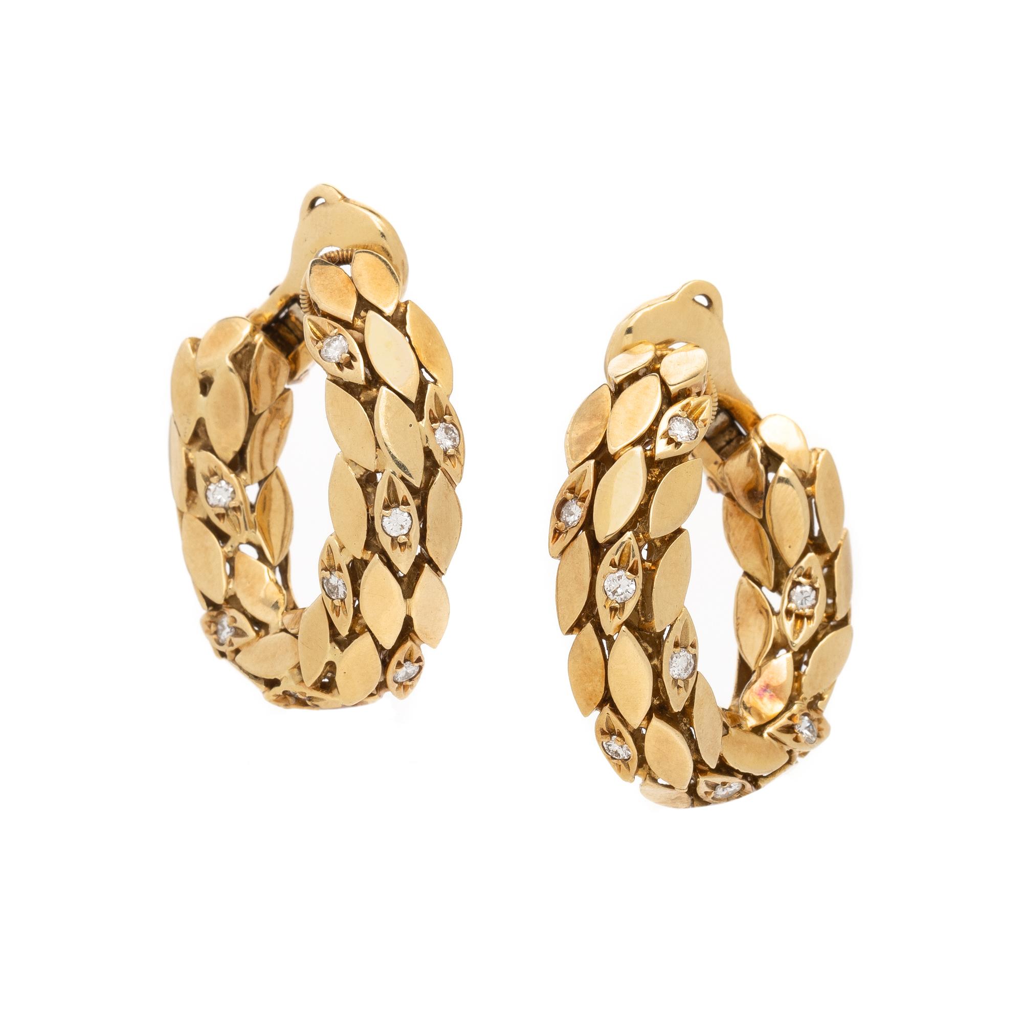 GERARD, YELLOW GOLD AND DIAMOND HOOP EARRINGS