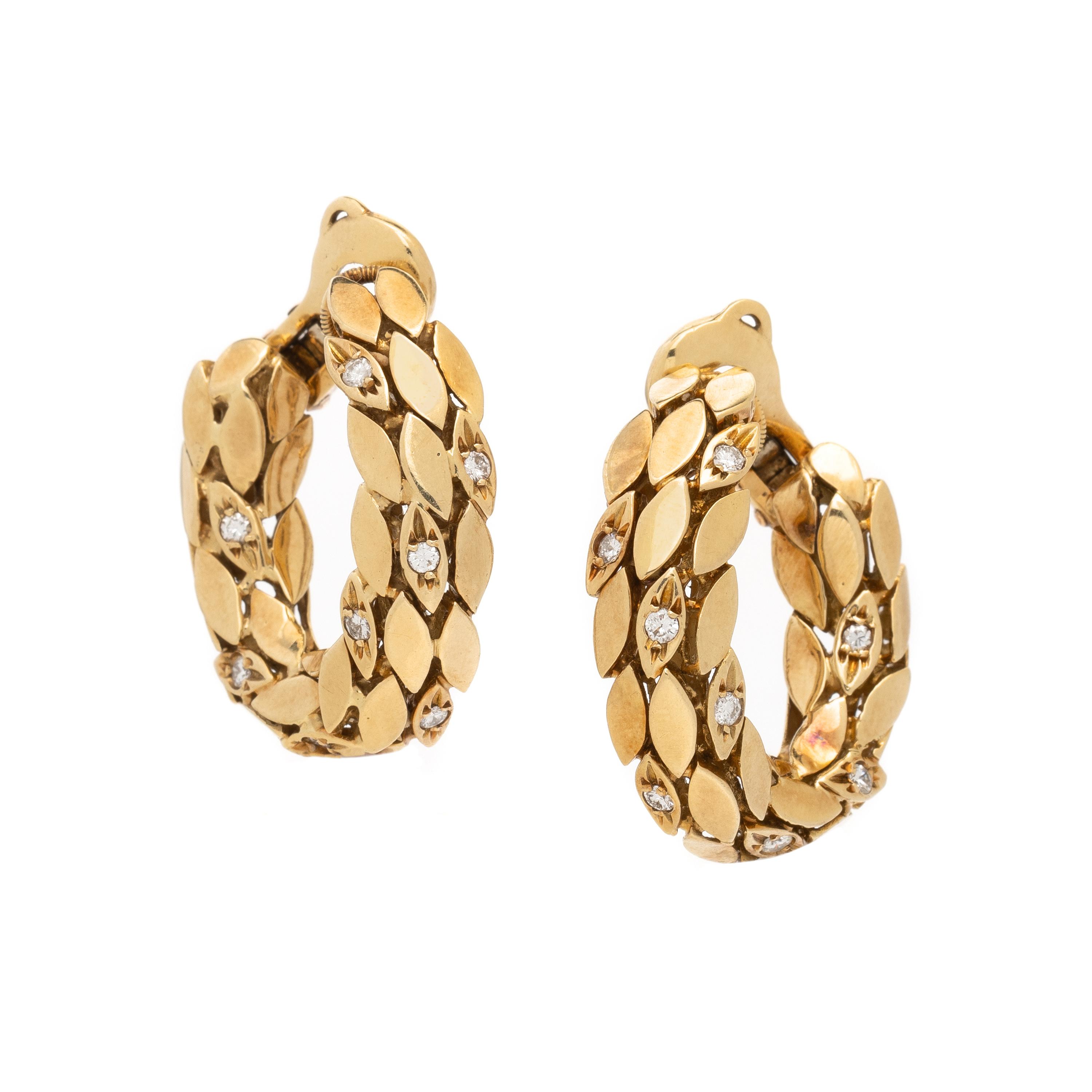 GERARD, YELLOW GOLD AND DIAMOND HOOP EARRINGS
