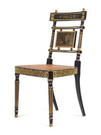 A Set of Six Regency Painted and Parcel Gilt Dining Chairs