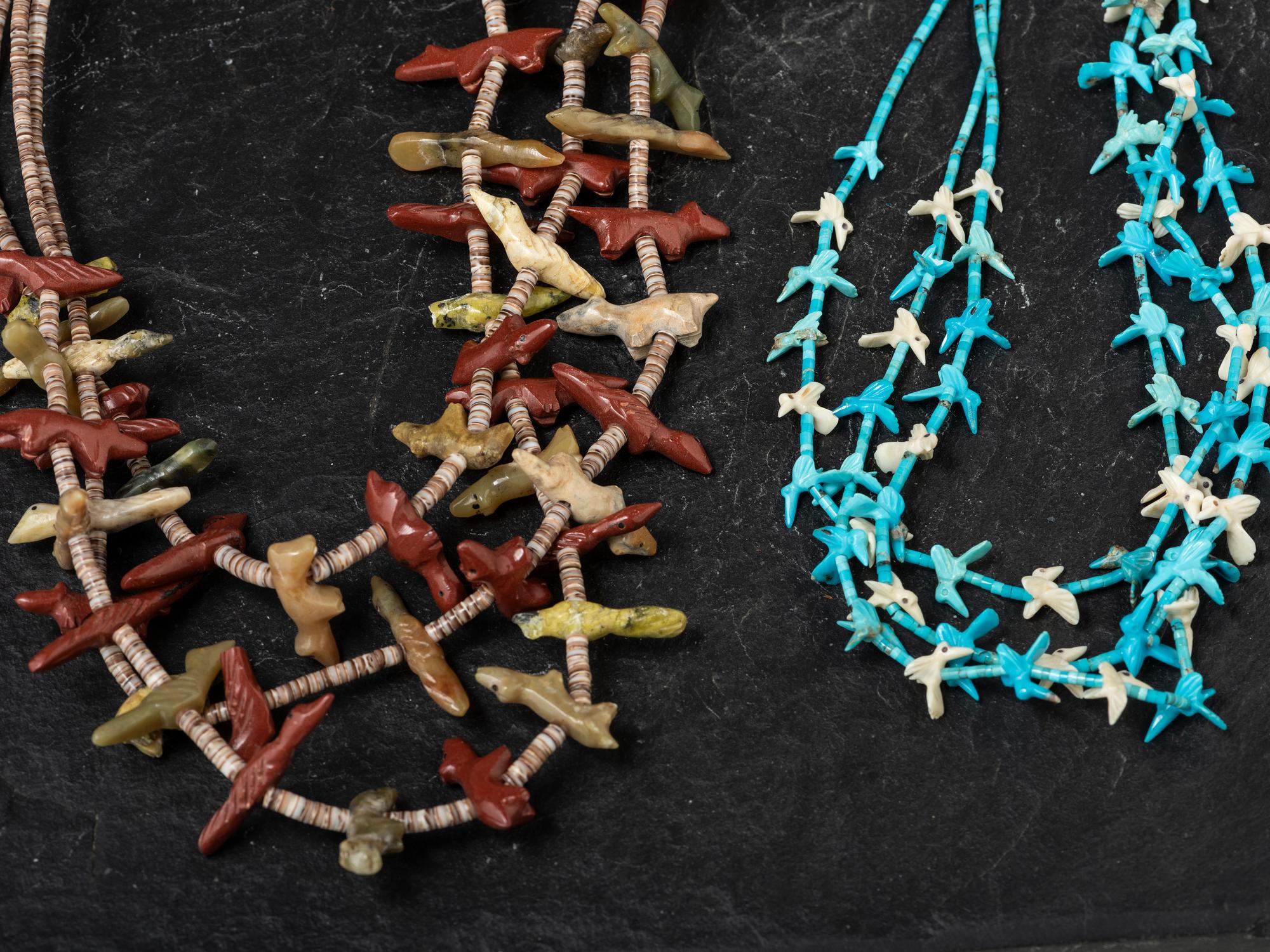 Pair of Zuni Multi-strand Fetish Necklaces
