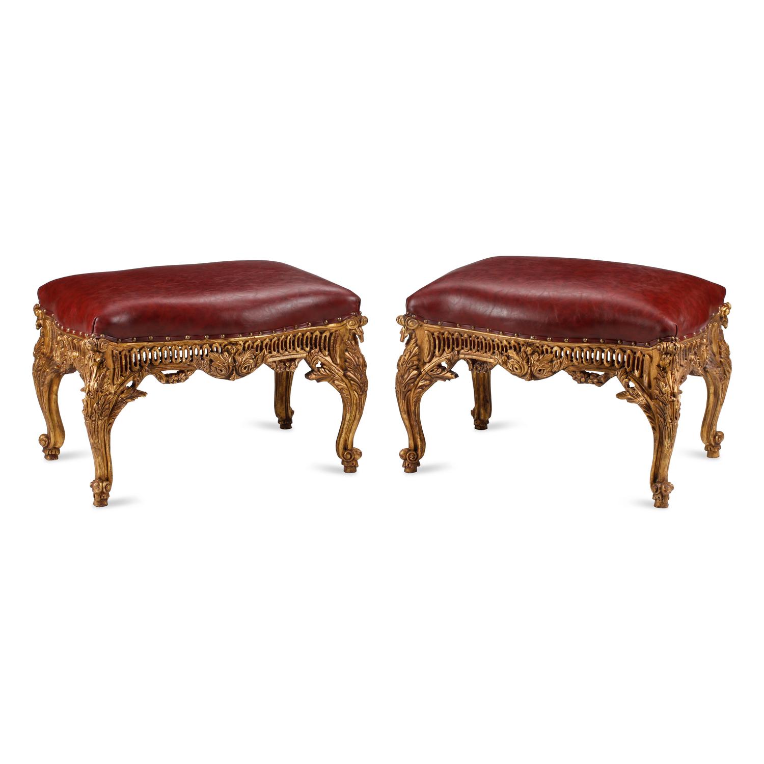 A Pair of Louis XV Style Giltwood Benches