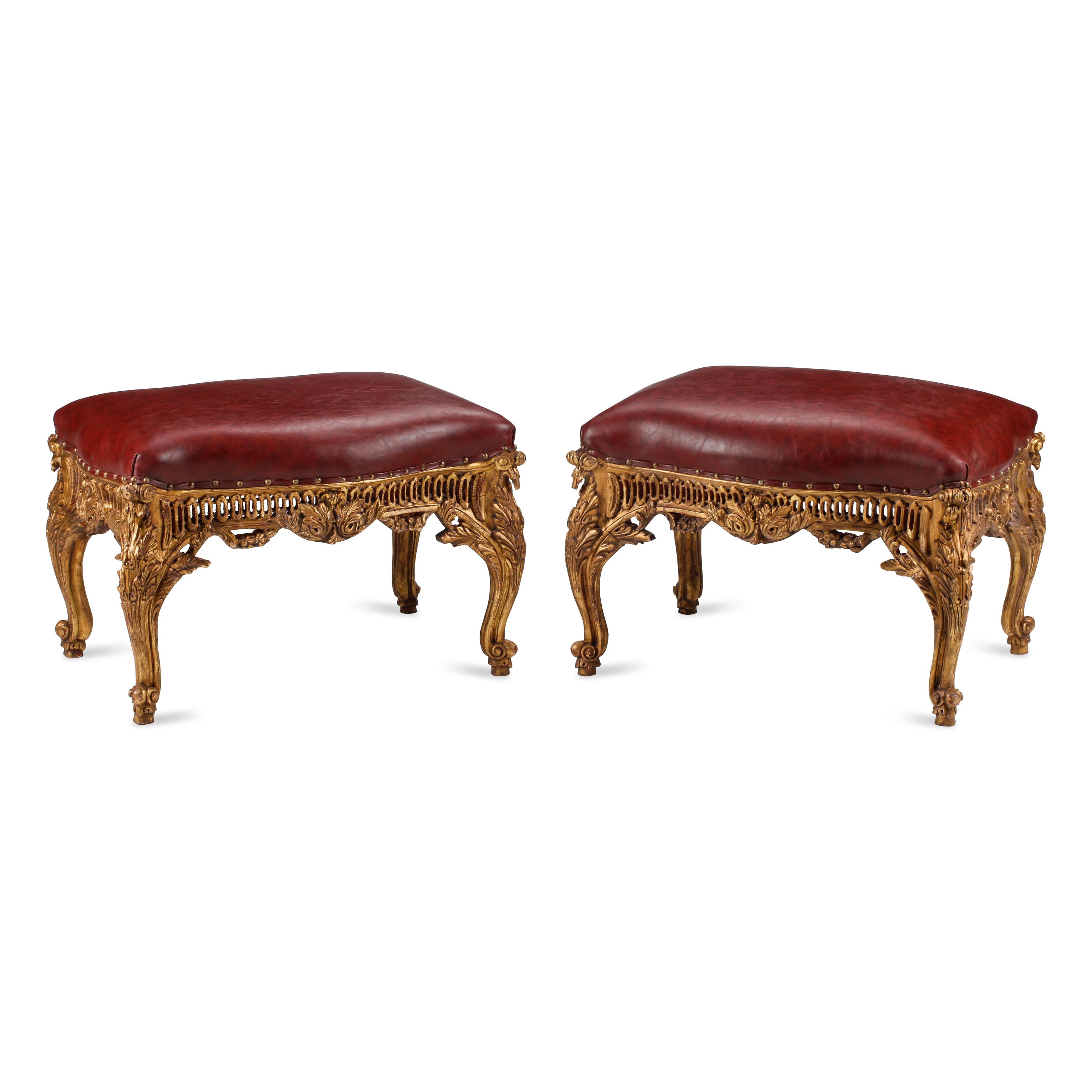 A Pair of Louis XV Style Giltwood Benches