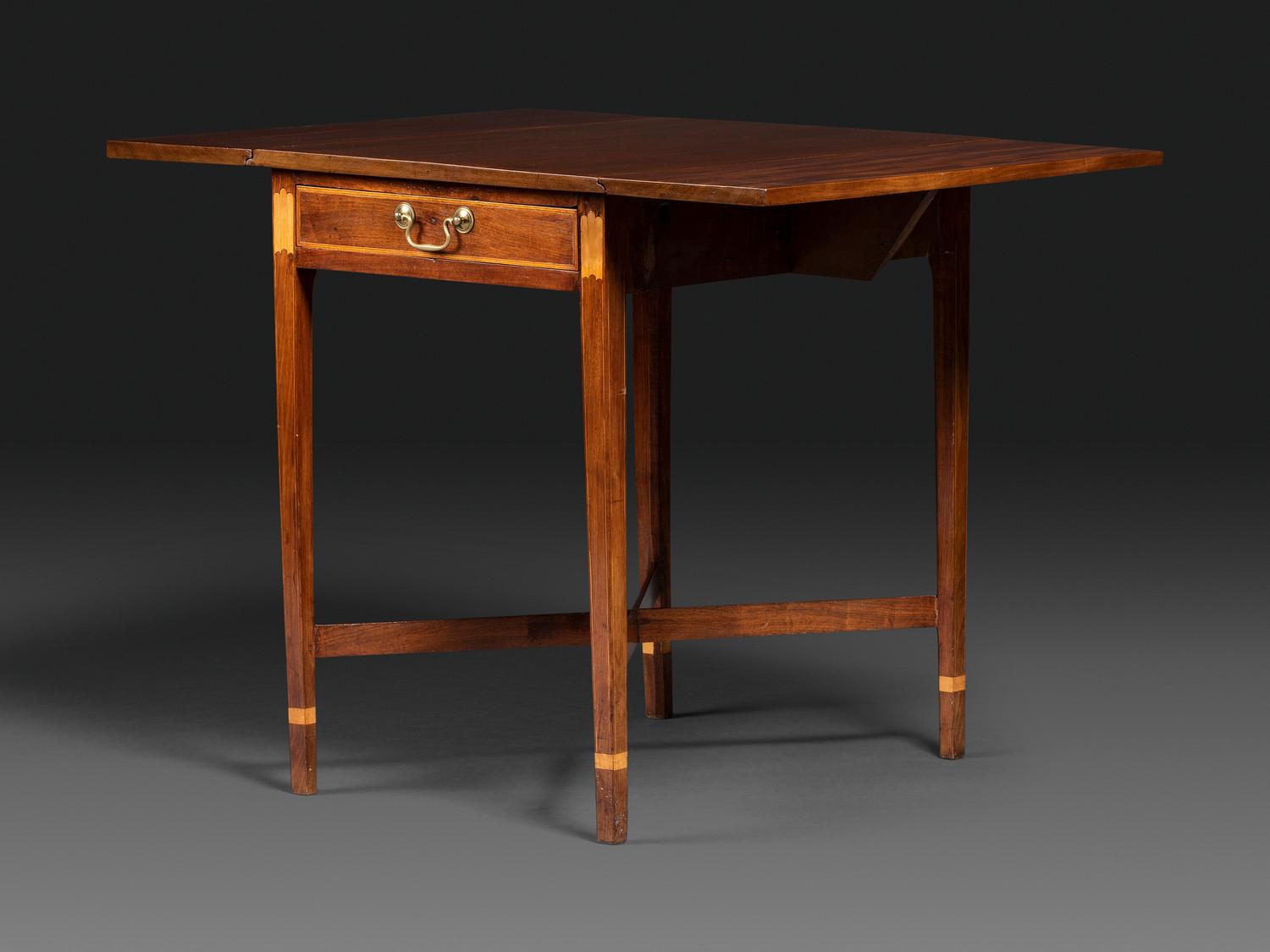 A Federal Inlaid Mahogany X-Stretcher Base Pembroke Table