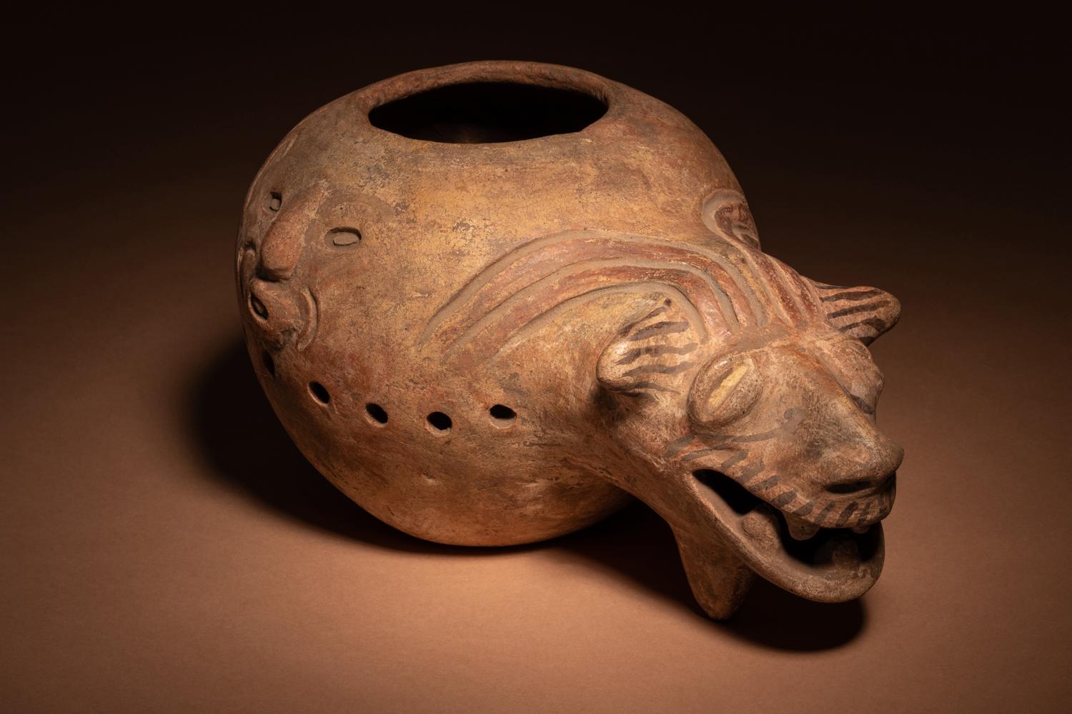 A Nicoya Terracotta Jaguar Effigy Vessel
