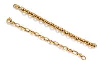 A Collection of 14 Karat Yellow Gold Link Bracelets, 23.60 dwts.