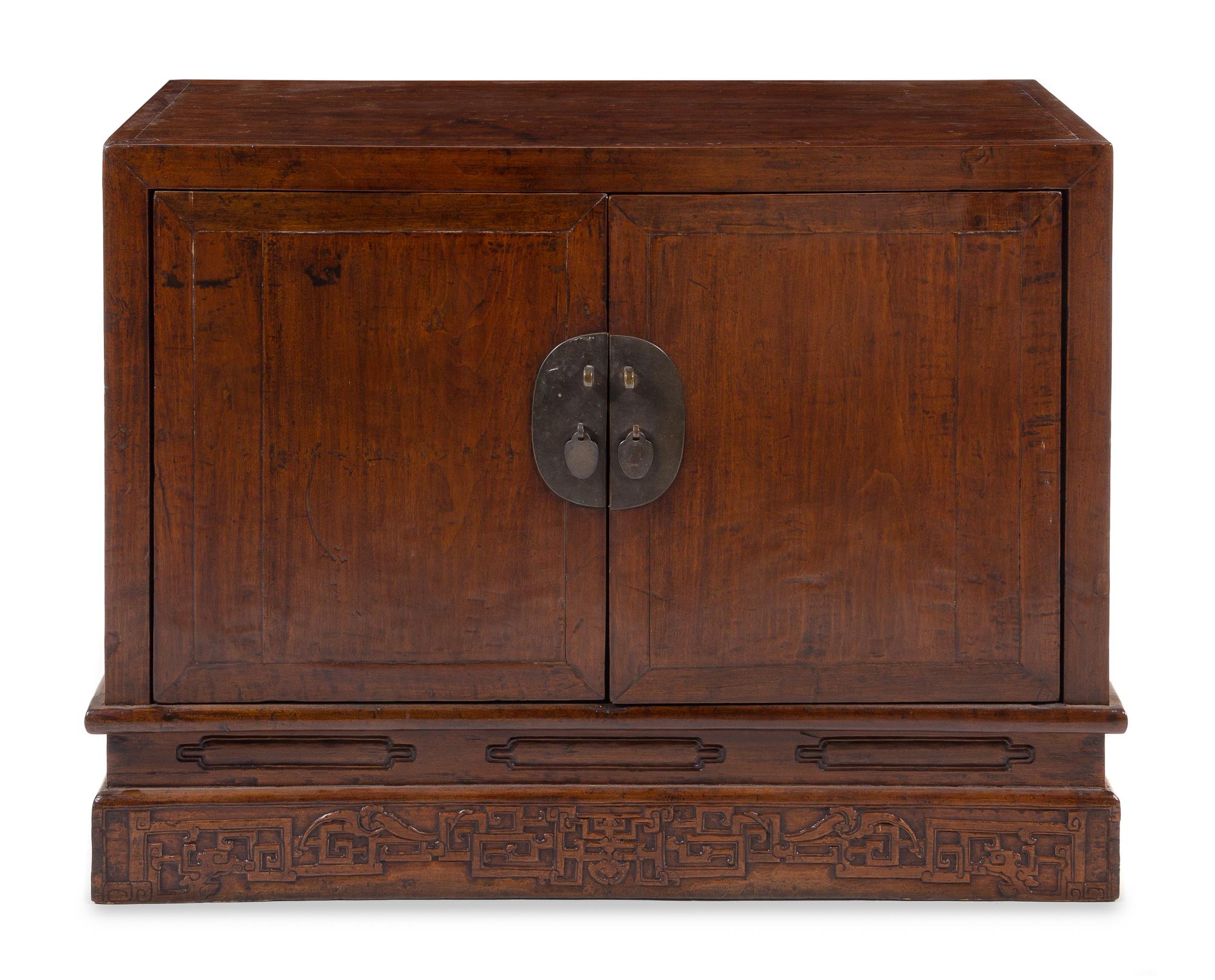A Large Chinese Hardwood Cabinet and Stand, Gui Height 34 1/4 x length 44 3/4 x depth 19 inches. — 18TH/19TH CENTURY