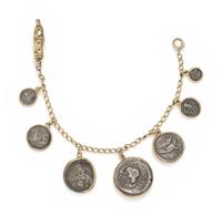 YELLOW GOLD AND SILVER COIN BRACELET