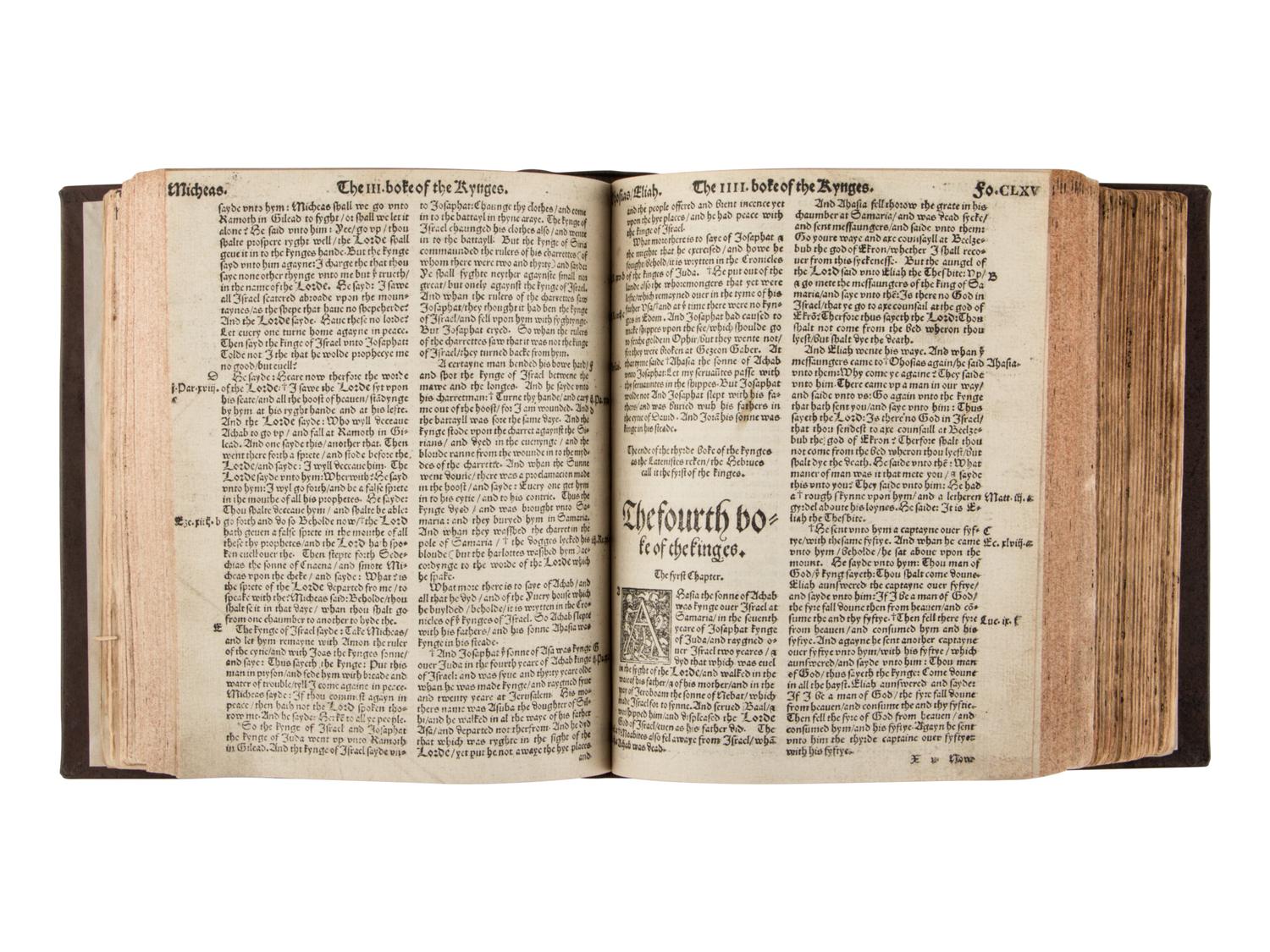 [BIBLE, in English, Coverdale's version]. The Whole Byble. That is the Holy Scripture of the Olde and Newe Testament Faythfully Translated into Englyshe by Myles Coverdale . Zurich: Christoph Froschauer and S. Mierdman? for Andrewe Hester, 1550.