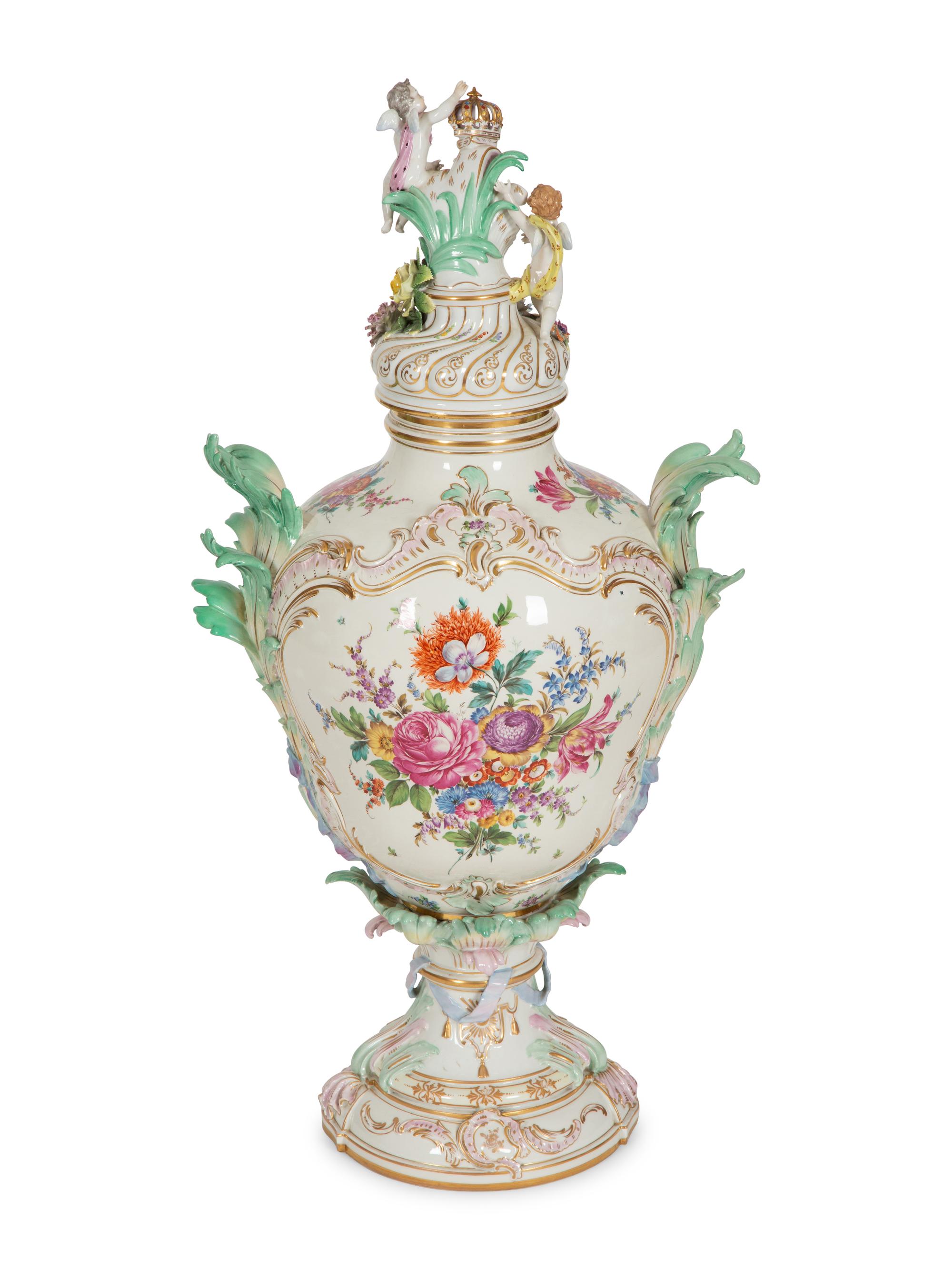 A Large Berlin (K.P.M.) Porcelain Urn and Cover