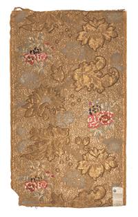 A Russian Gold Embroidered Brocade Tapestry Fragment, 33 x 19 1/2 inches.