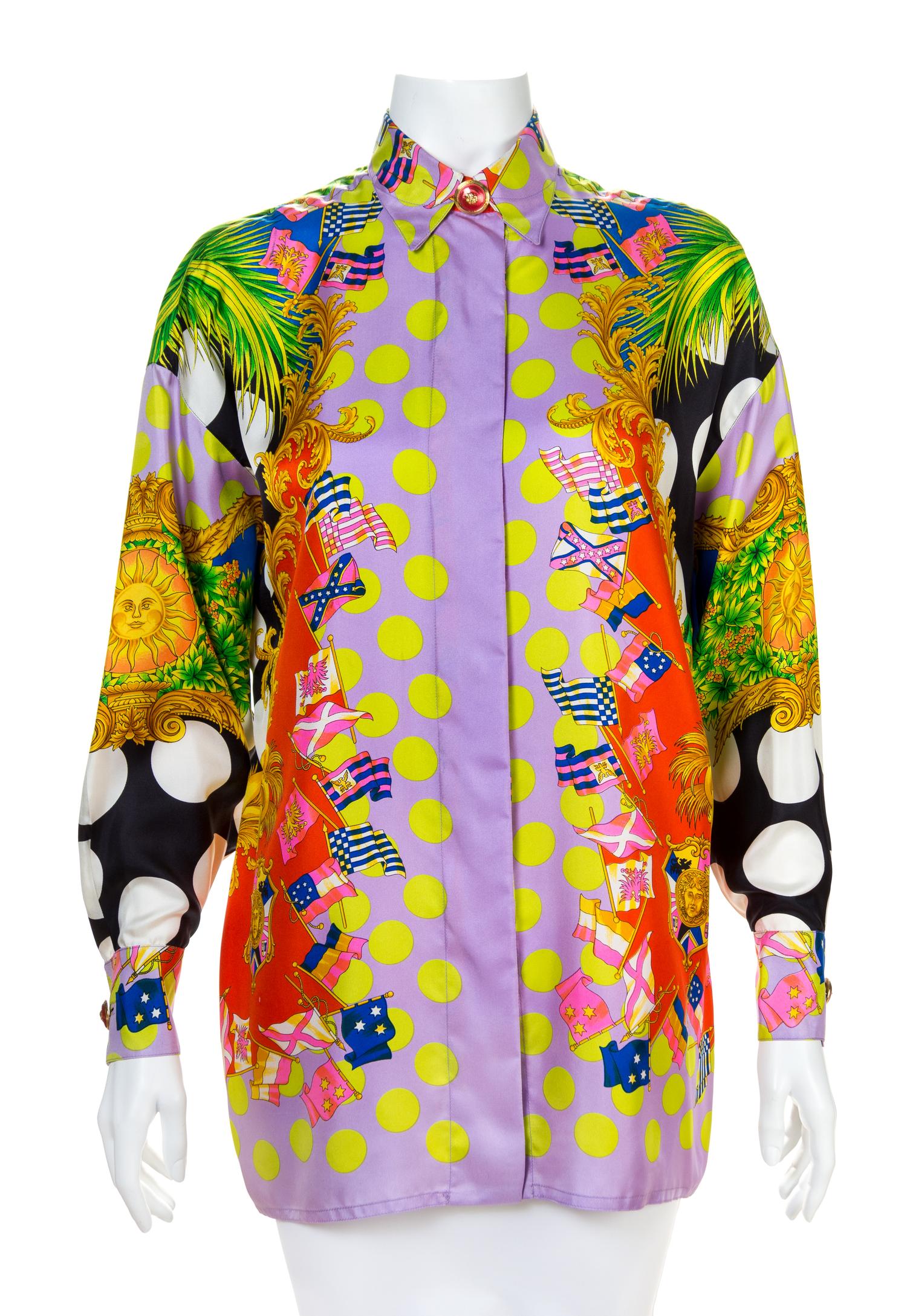 A Gianni Versace Silk Print Shirt, Size 40.