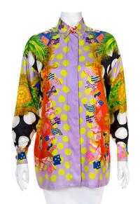 A Gianni Versace Silk Print Shirt, Size 40.