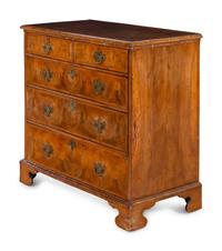 A George I Figured Walnut Veneered Chest of Drawers