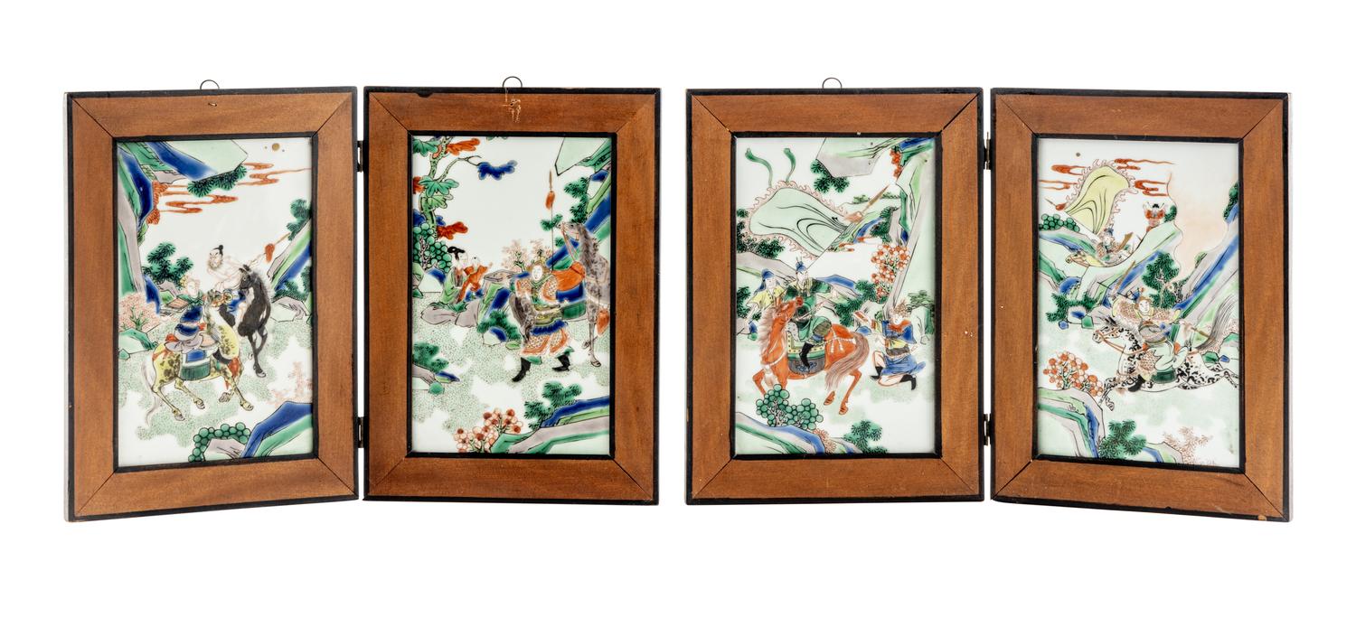A Set of Four Chinese Famille Verte Porcelain Plaques