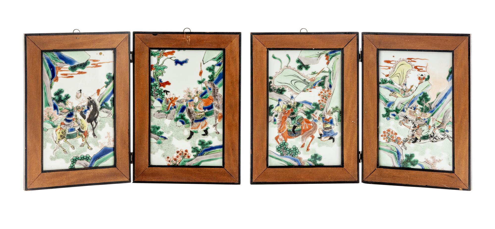 A Set of Four Chinese Famille Verte Porcelain Plaques