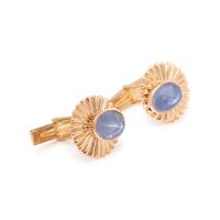 YELLOW GOLD AND STAR SAPPHIRE CUFFLINKS
