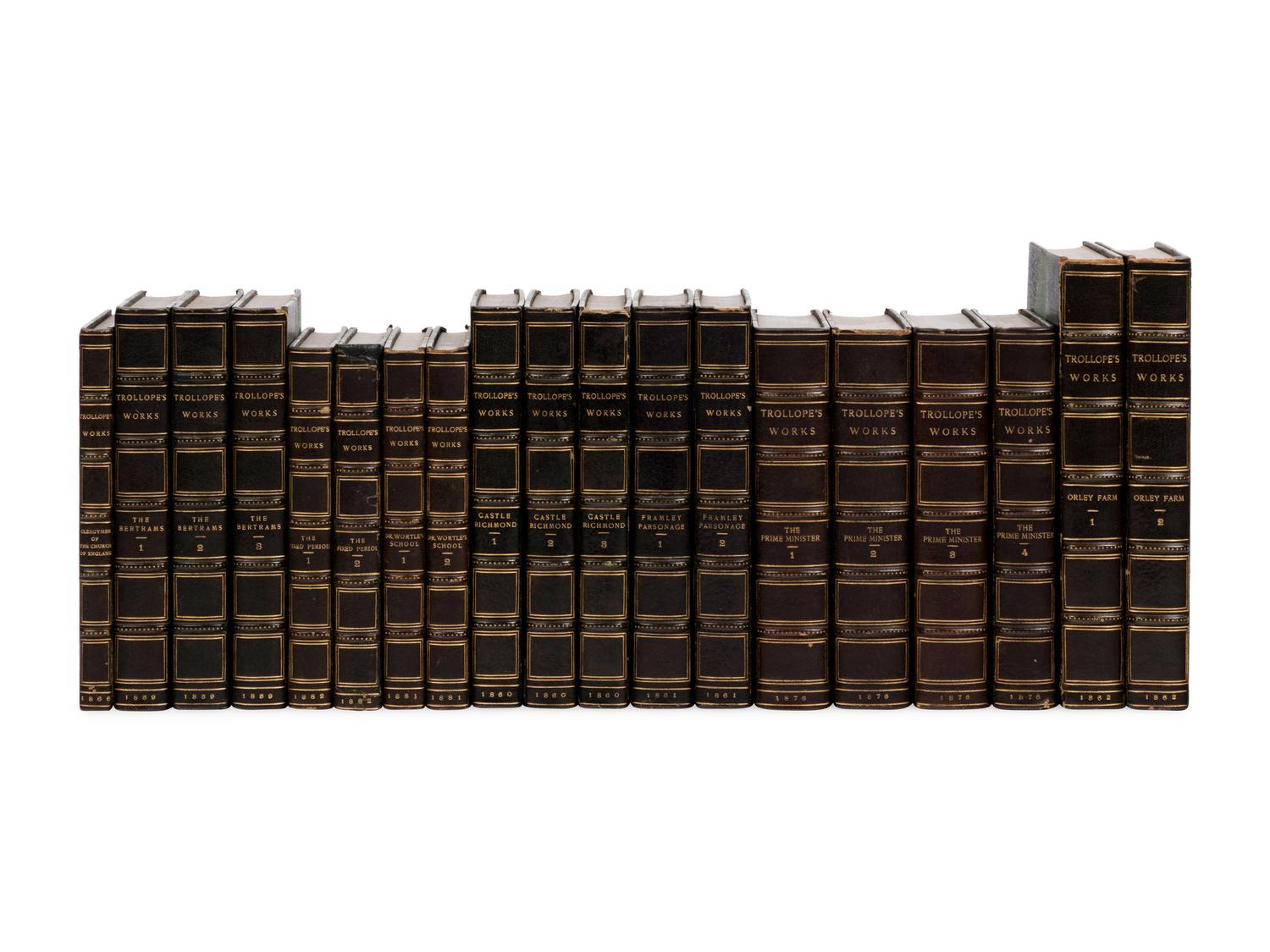 [BINDINGS]. TROLLOPE, Anthony (1815-1882). A group of 40 uniformly bound works, MANY FIRST EDITIONS: