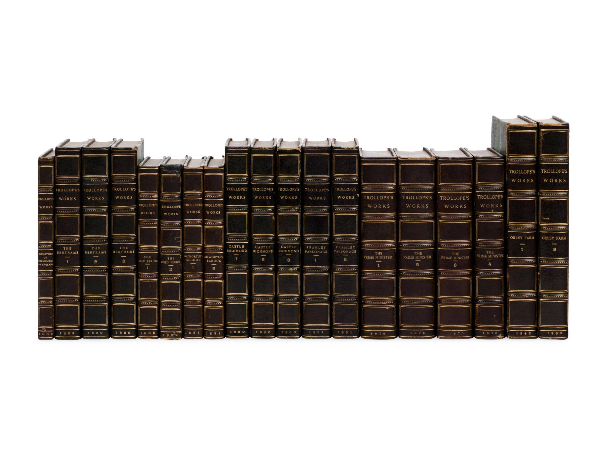 [BINDINGS]. TROLLOPE, Anthony (1815-1882). A group of 40 uniformly bound works, MANY FIRST EDITIONS: