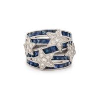 WHITE GOLD, DIAMOND AND SAPPHIRE RING