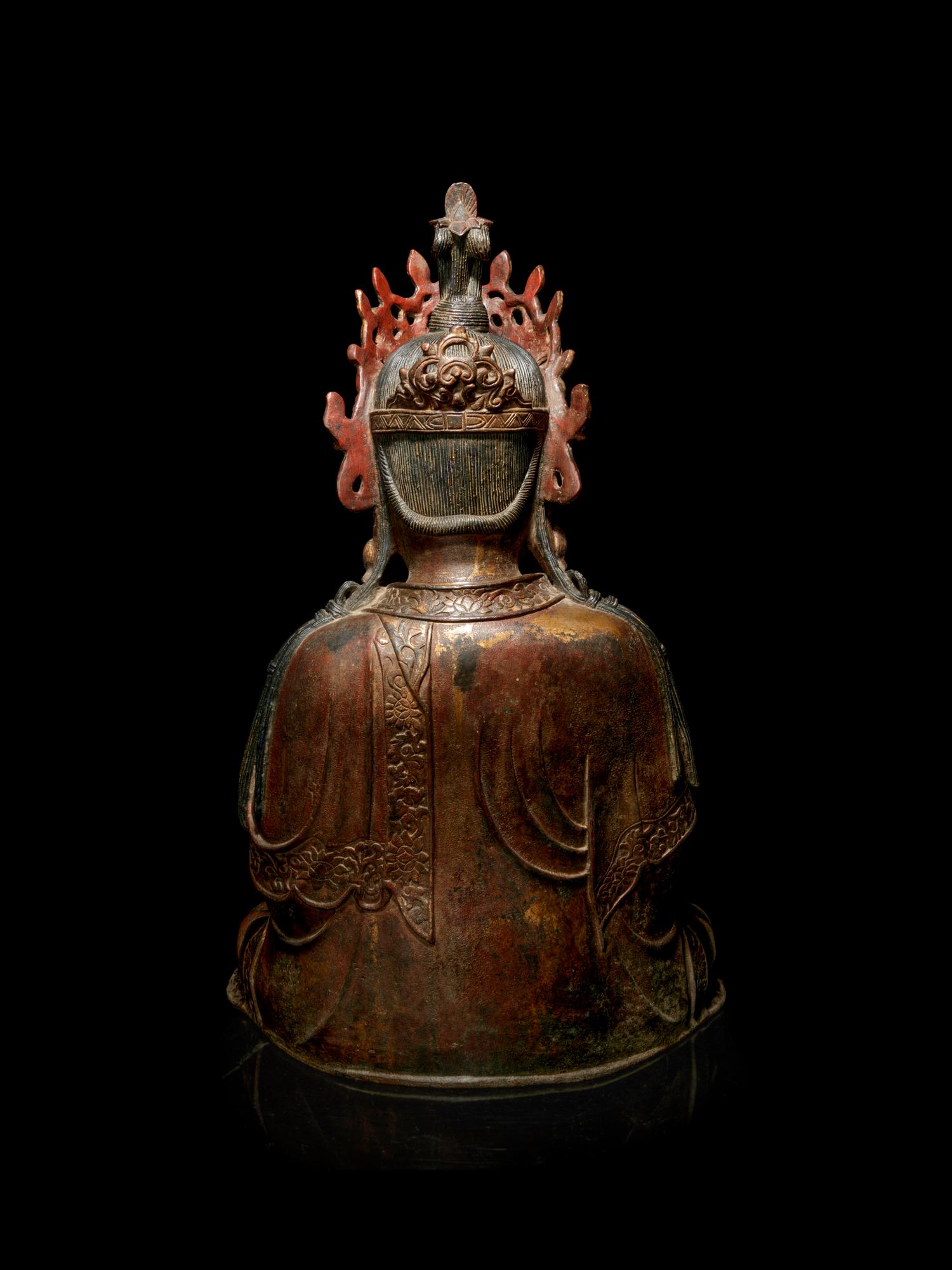 A Large Bronze Figure of Seated Guanyin
