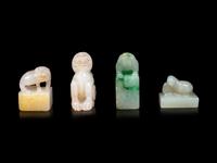 Four Chinese Jade and Jadeite Carvings of Animals
