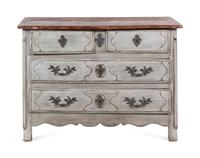 A Continental Painted Commode with a Painted Faux-Marble Top