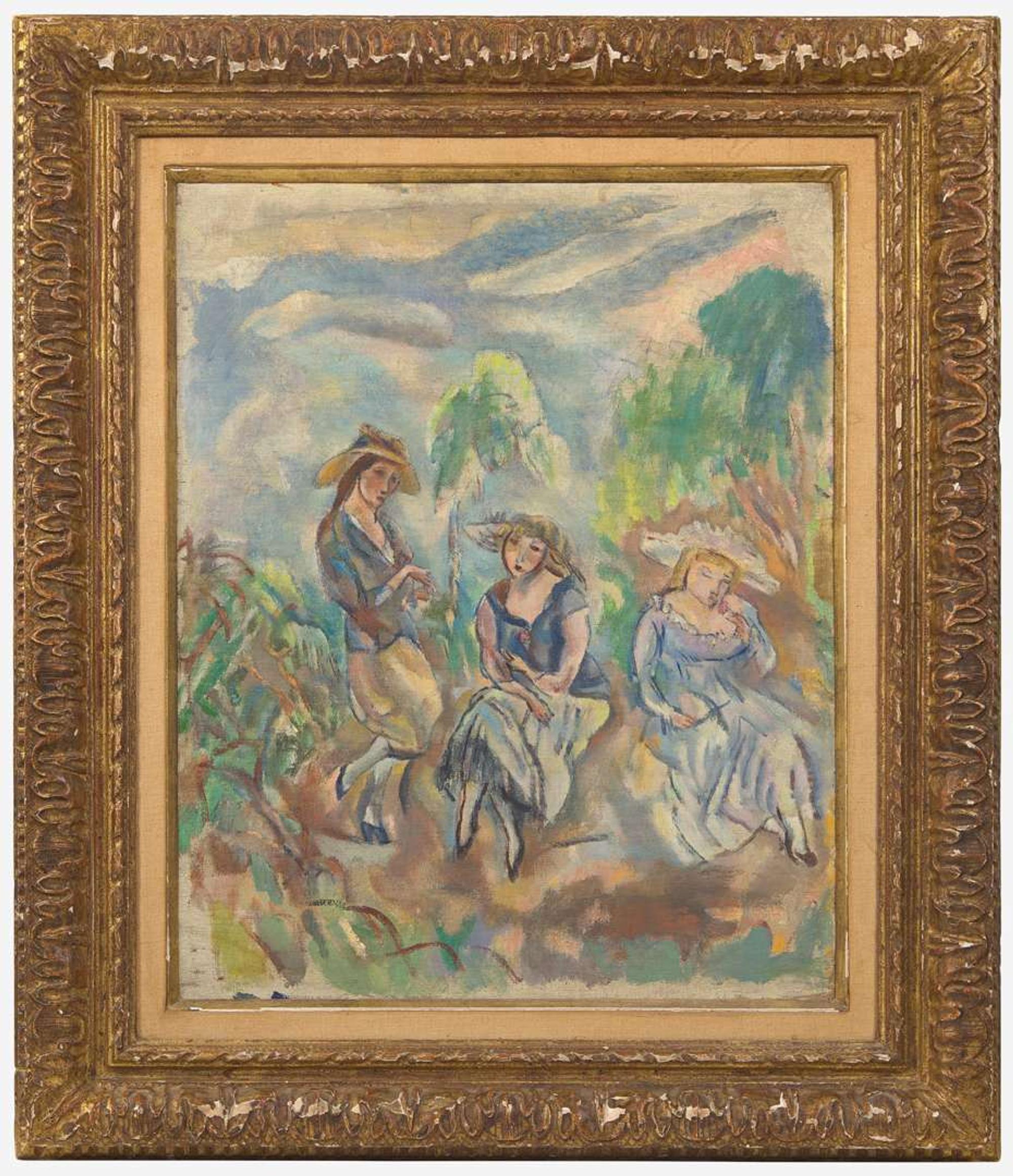 Jules Pascin (French, 1885-1930) - Les Trois Soeurs; with Figure d'Homme verso