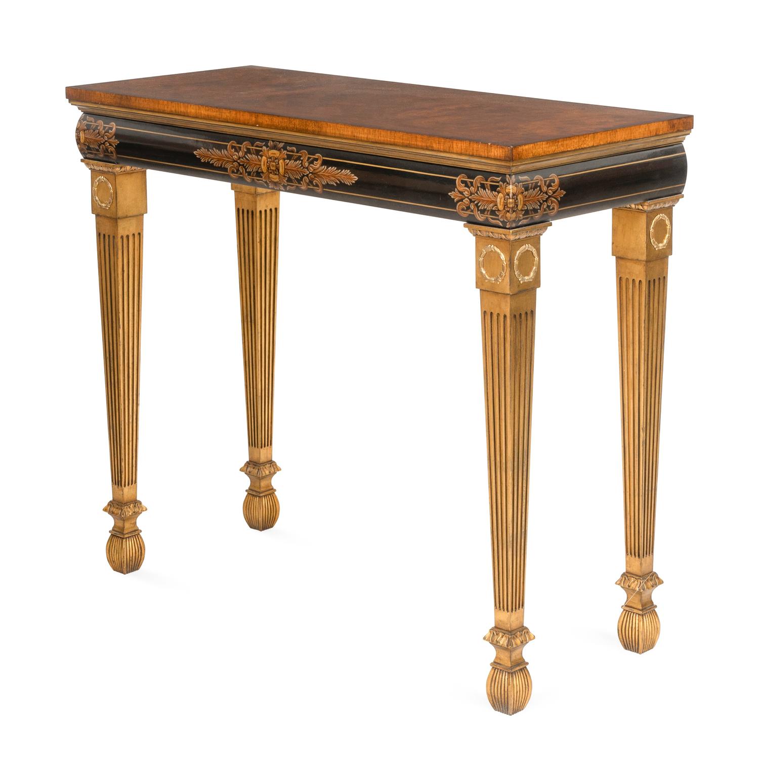 A Karges Georgian Style Ebonized and Parcel Gilt Pier Table