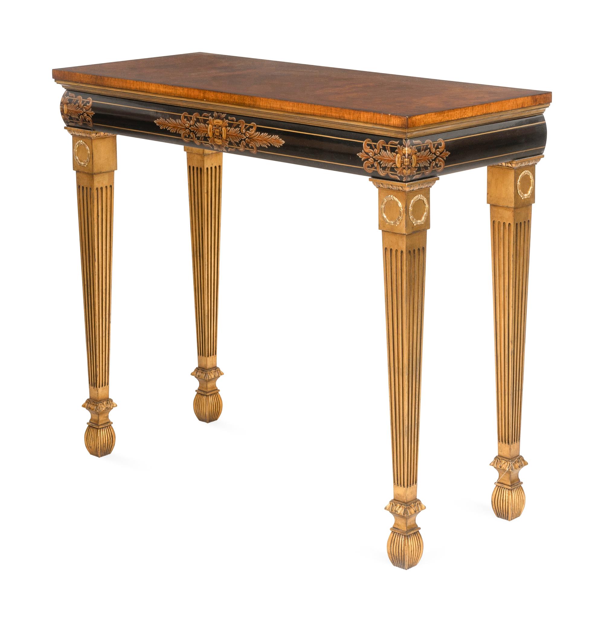 A Karges Georgian Style Ebonized and Parcel Gilt Pier Table